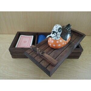 Wood Duck Poker Chips & Card Set Sealed Cards Country Farmhouse Gift Set Vintage